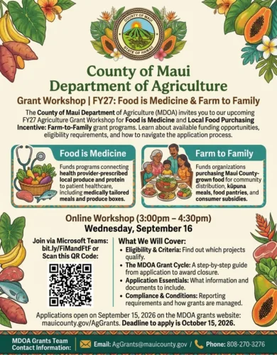 County to host workshop on food grant programs